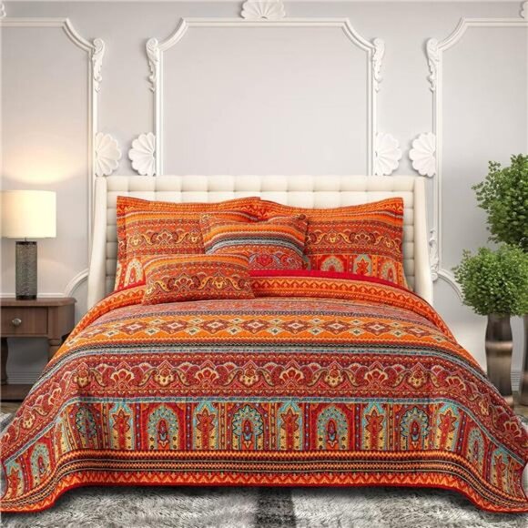 Cotton Quilts Queen Size Set - Lightweight Bedspreads Queen Size